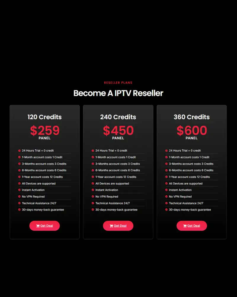 Premium IPTV Pro Reseller Plans
